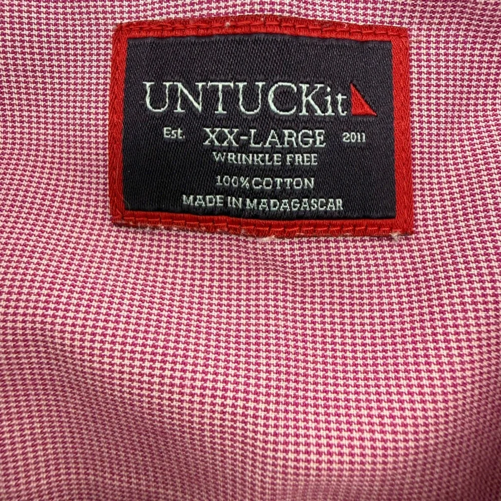 UNTUCKit Button Down Mens XXL Pink Wrinkle Free Micro Check Long Sleeve Shirt